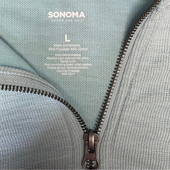 Sonoma 1/4 zip pullover seafoam green blue lightweight comfortable size large - Picture 3 of 3